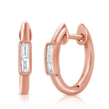 14k Gold & Diamond Huggie Earrings- 0.11 ct.