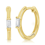 14k Gold & Diamond Baguette Huggie Earrings - 0.10ct