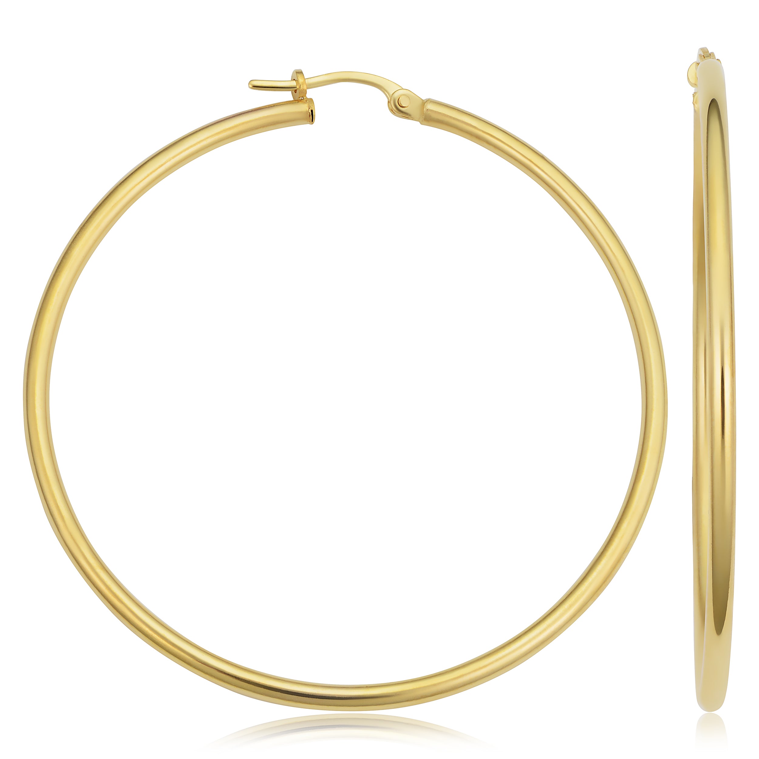 14k Gold Hoop Earrings - 1.75"