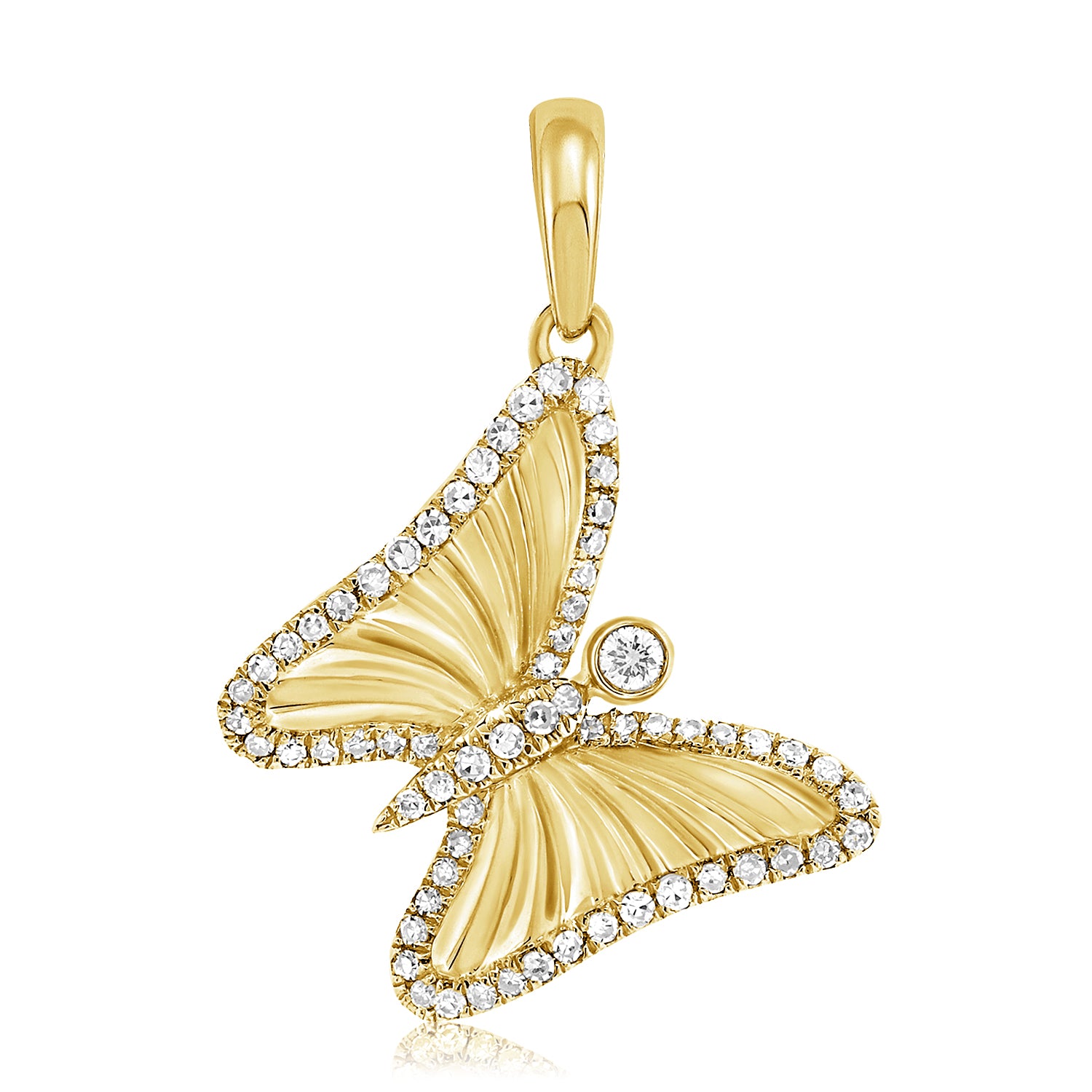 14k Gold & Diamond Butterfly Charm - 0.20ct