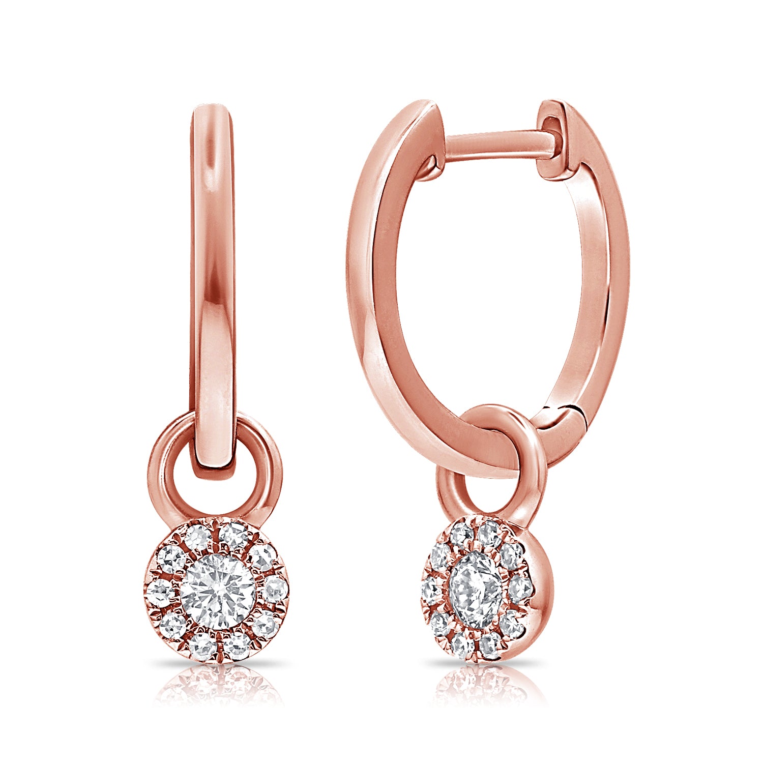 14k Gold & Diamond Dangle Huggies - 0.17ct