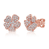 14k Gold & Diamond Flower Stud Earrings - 0.28ct