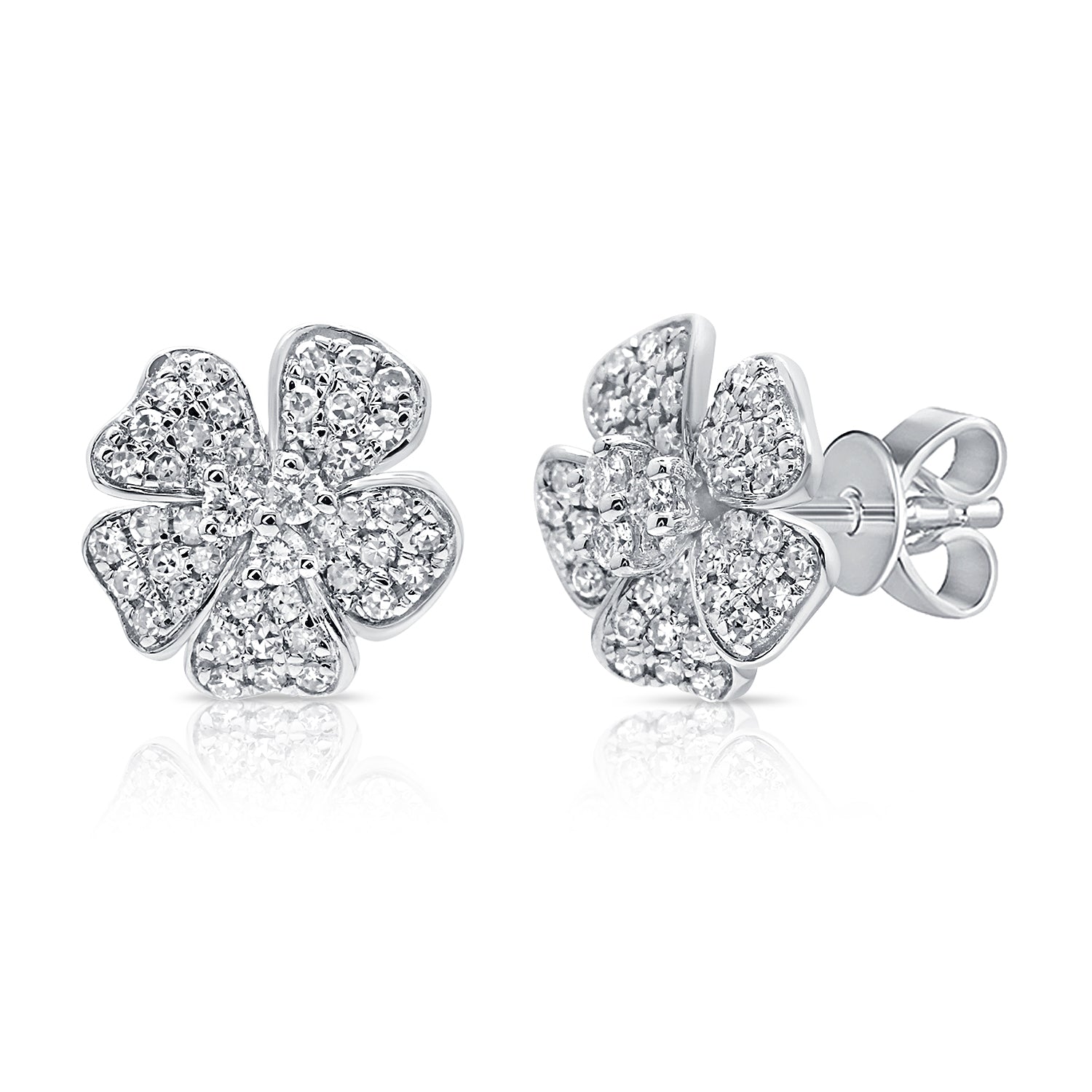 14k Gold & Diamond Flower Stud Earrings - 0.28ct