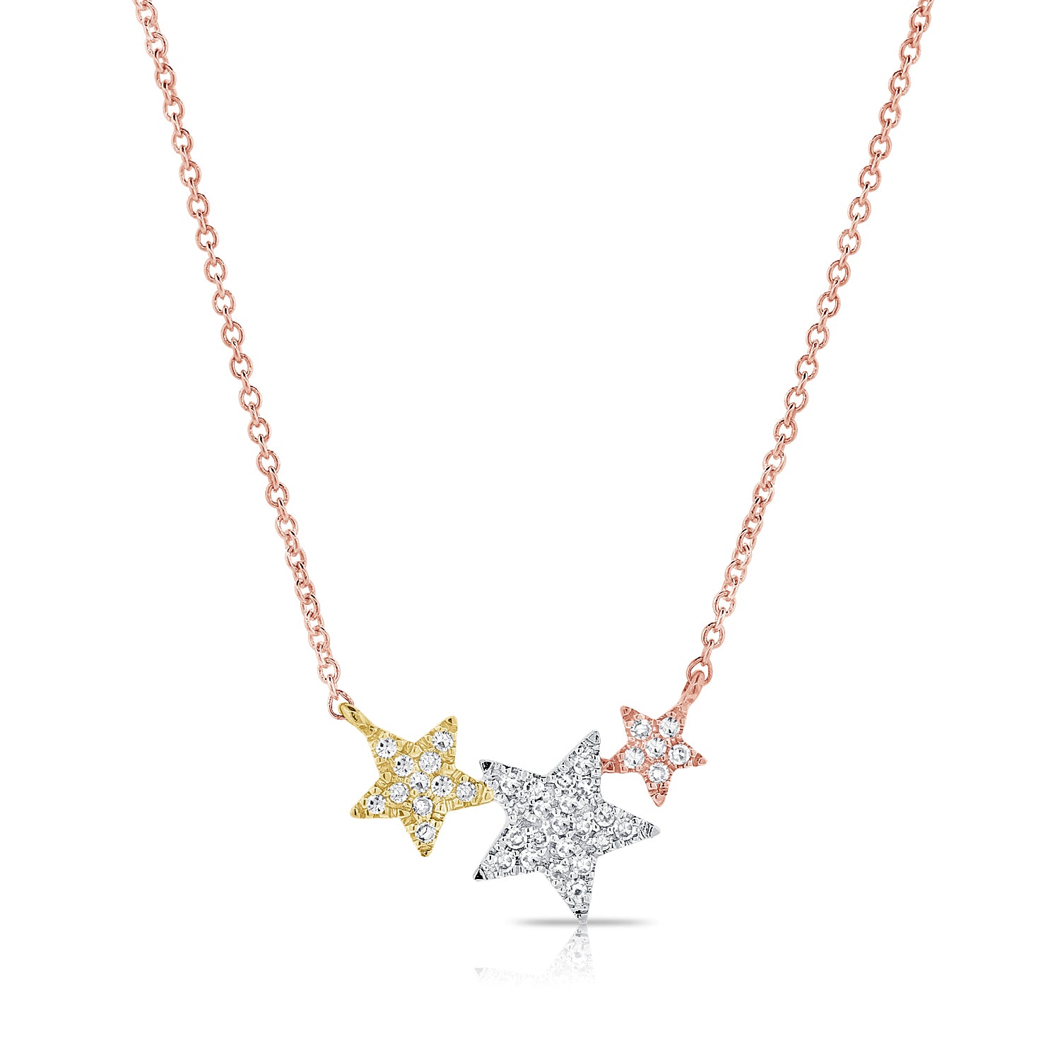 14K Gold Two-Tone Diamond Star Necklace