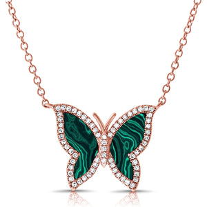 Italia D'Oro Butterfly Pendant Necklace 14K Yellow Gold 16