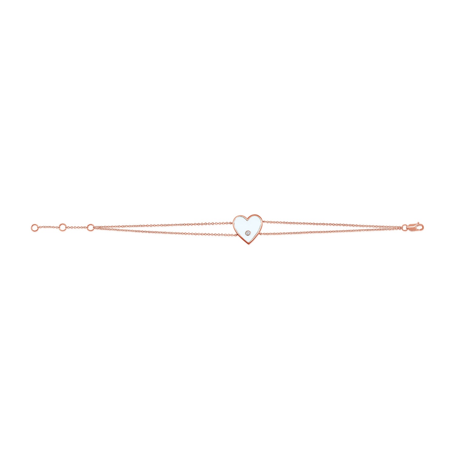 14k Gold & Diamond Heart Bracelet-D0.02