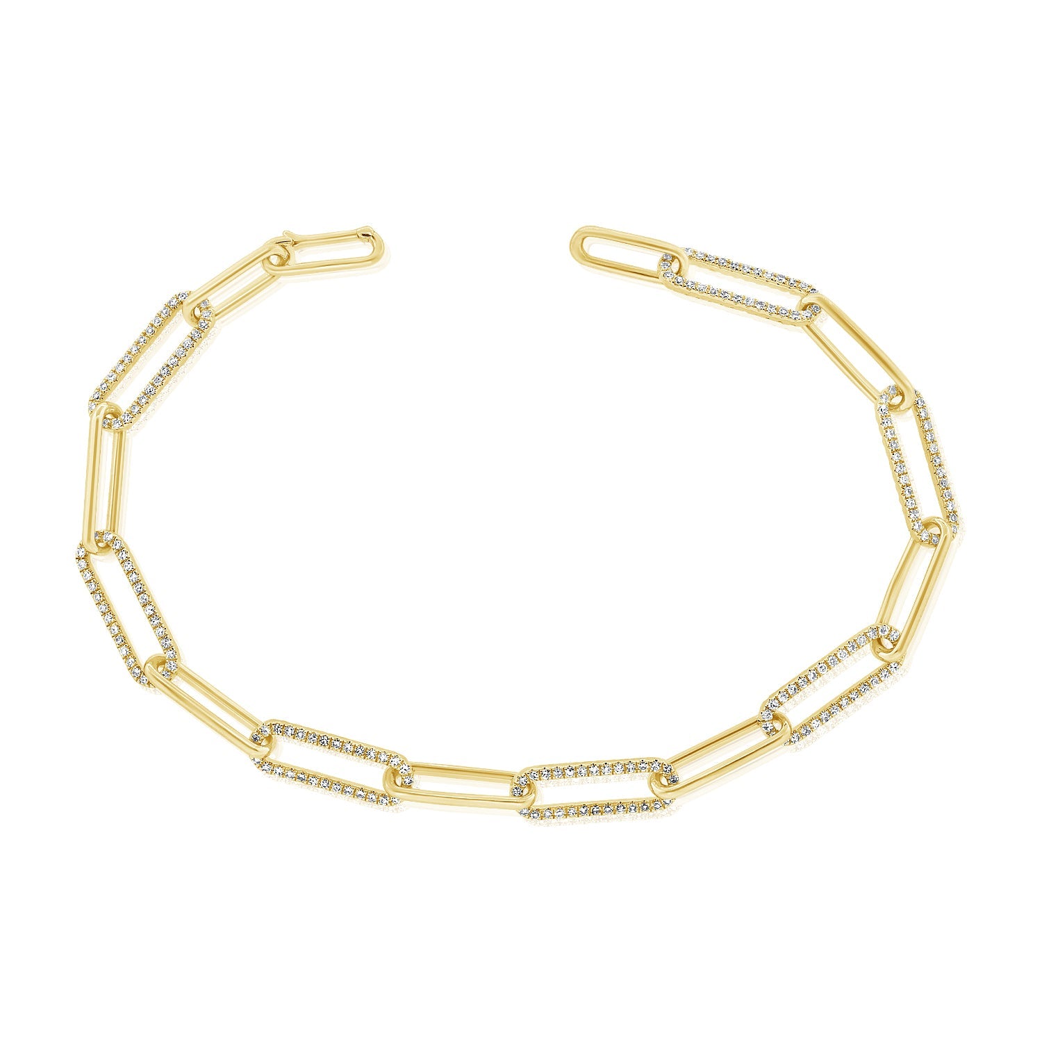 14k Gold & Diamond Paperclip Link Bracelet - 1.18ct