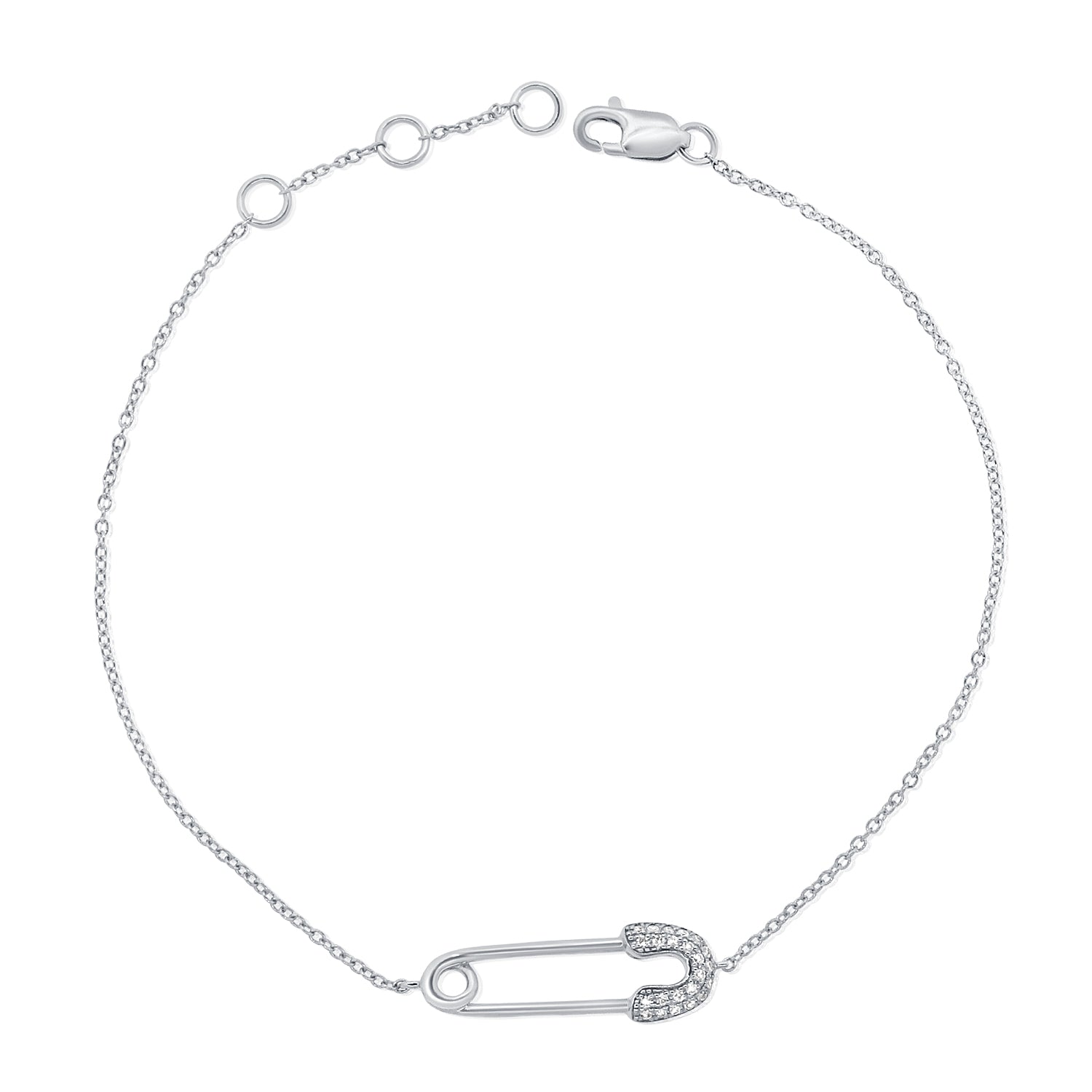 14k Gold & Diamond Safety Pin Bracelet KVBRS010 | Mystique Jewelers |  Alexandria, VA