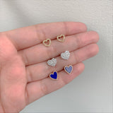 14k Gold & Diamond Lapis Heart Earrings- 0.10ct.