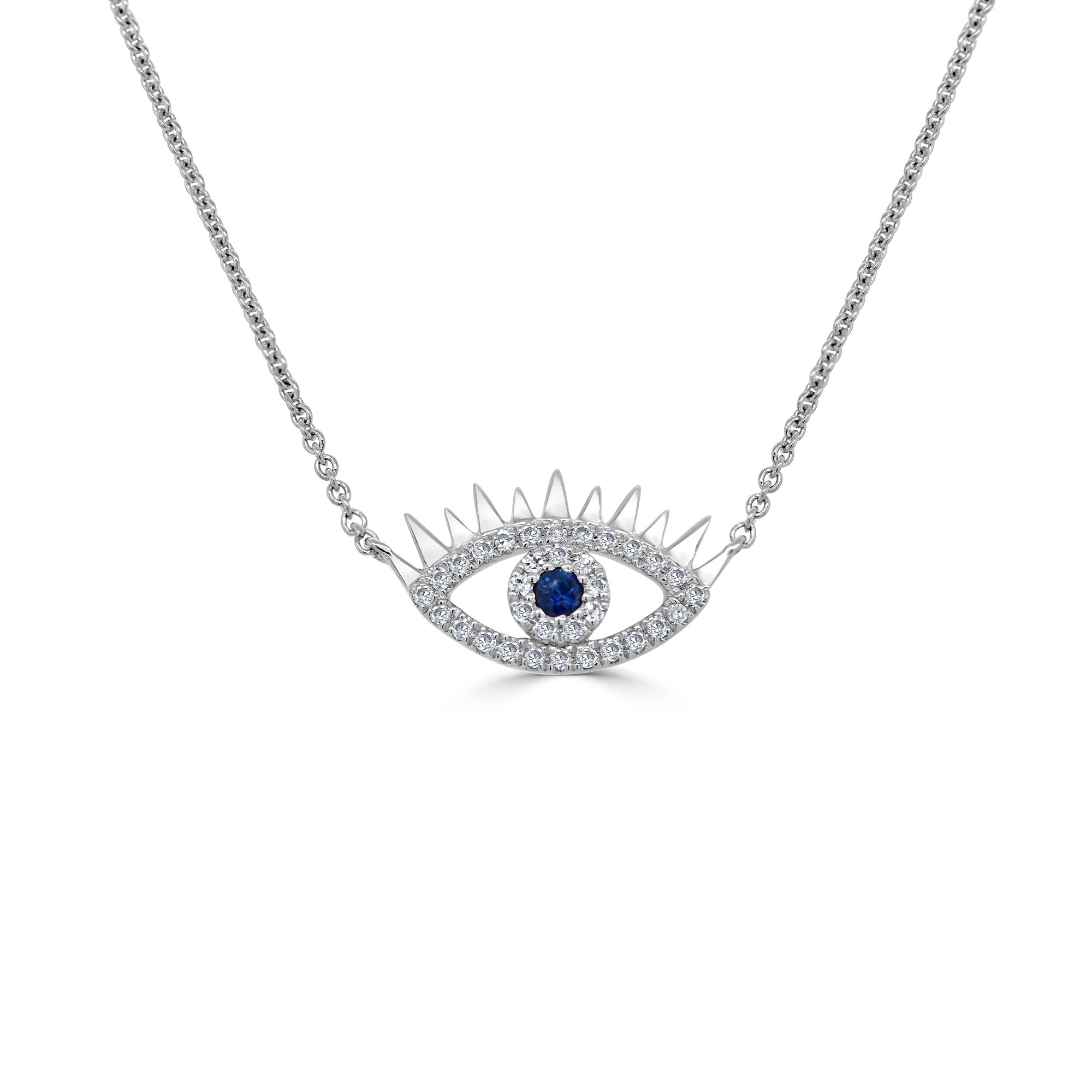 White gold diamond on sale evil eye necklace