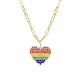 14k Gold & Rainbow Sapphire Heart Charm - 1.09ct