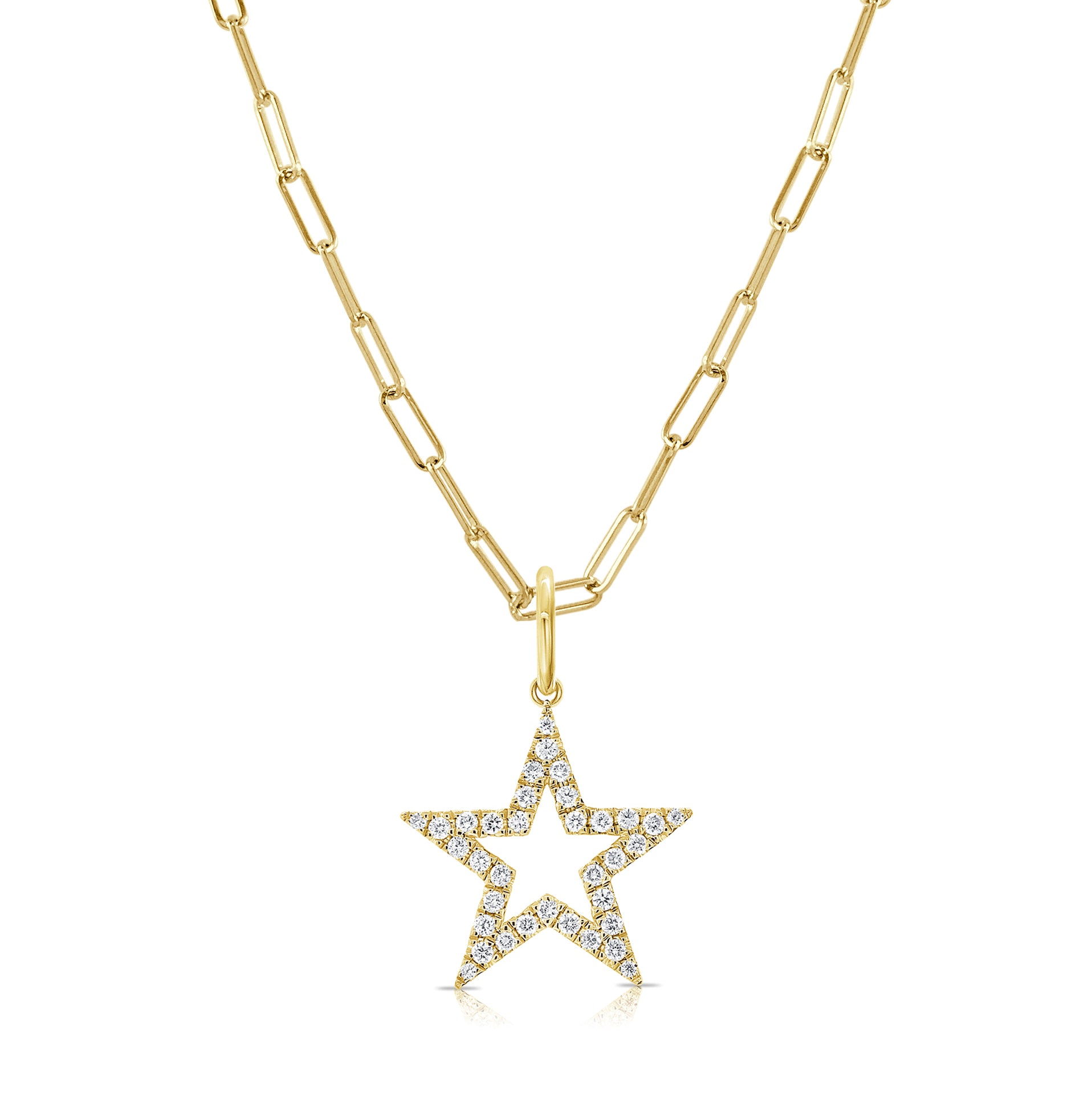 14K Gold Diamond Star Charm Necklace