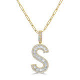 14k Gold & Baguette Diamond Large Initial Pendant - 2.06ct - 3.21ct