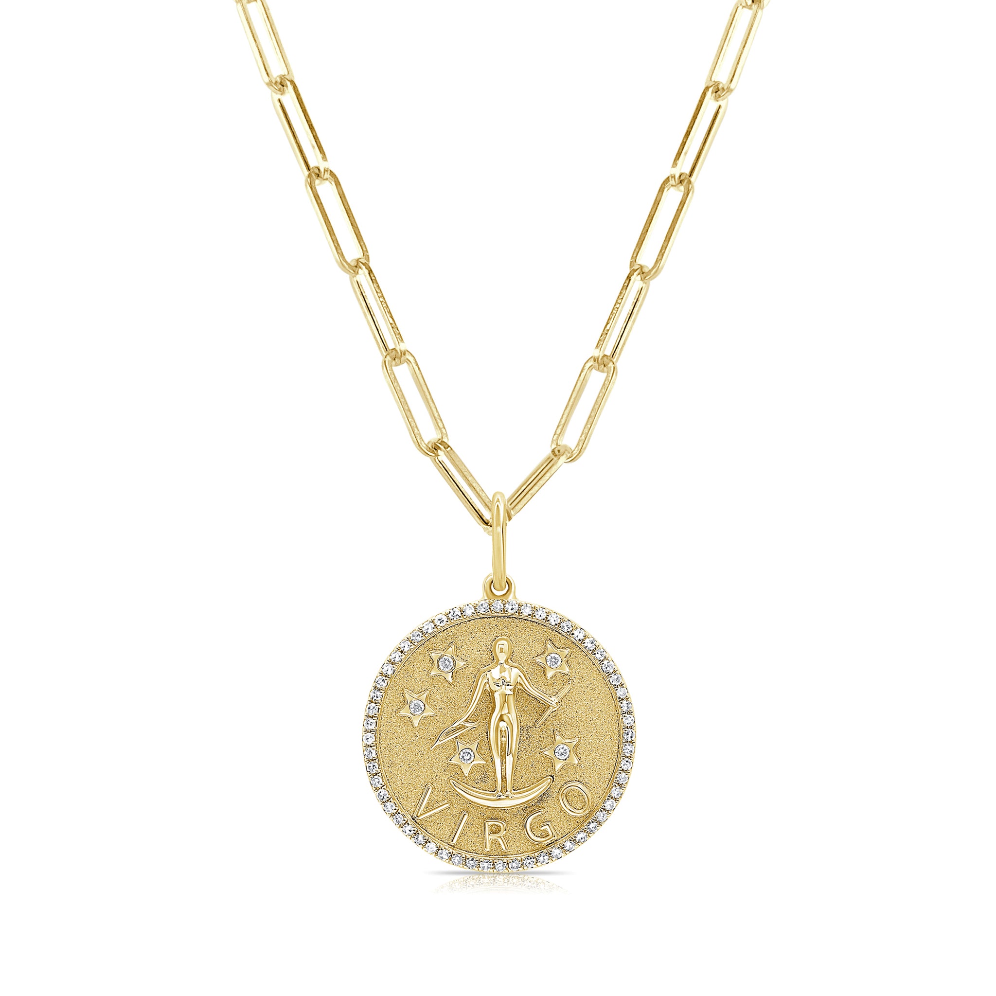 14k - Diamond Design Gold Zodiac Virgo & Charm Sabrina –