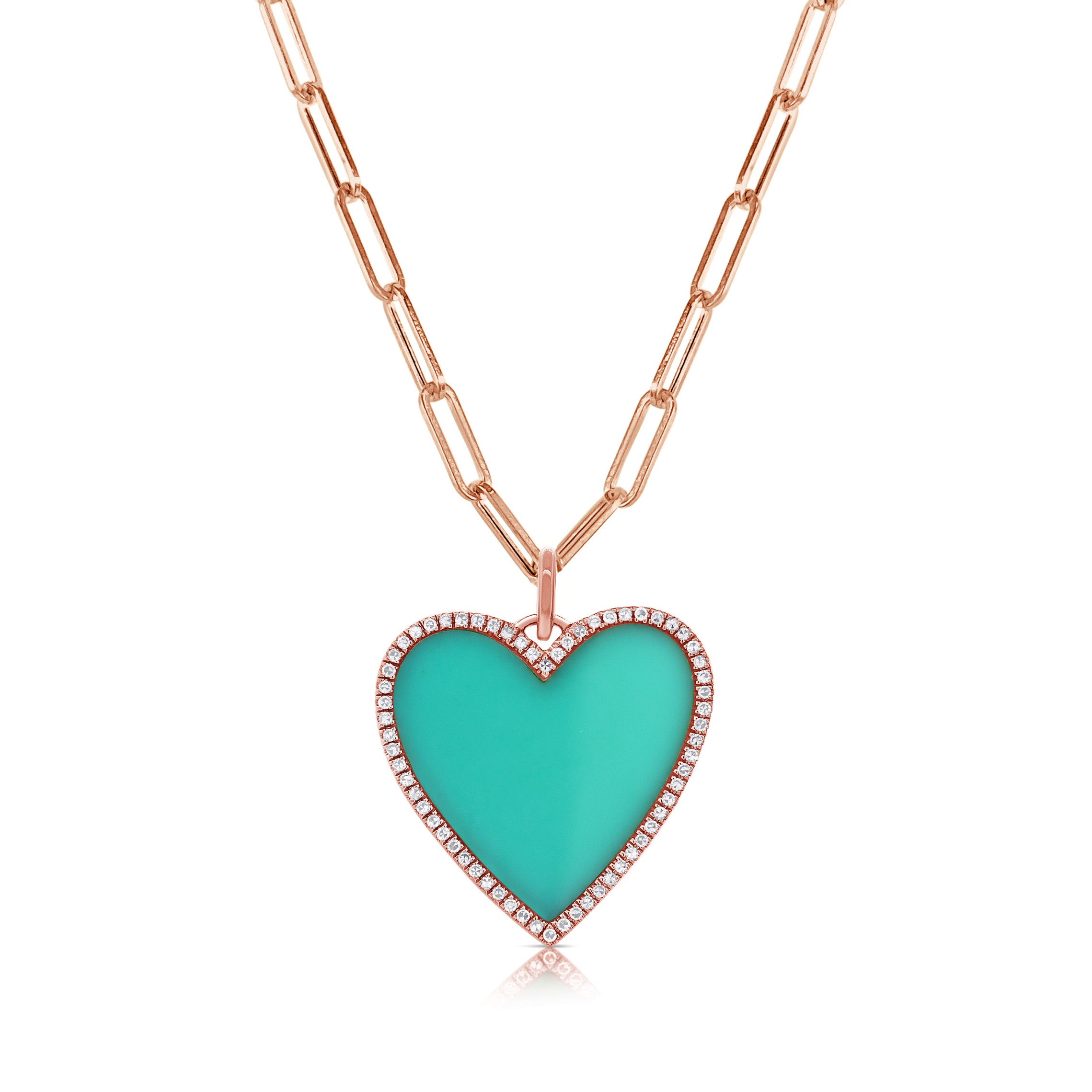 14k Gold & Diamond Turquoise Heart Charm