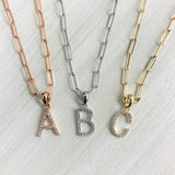 14k Rose Gold & Diamond Paperclip Initial Necklace