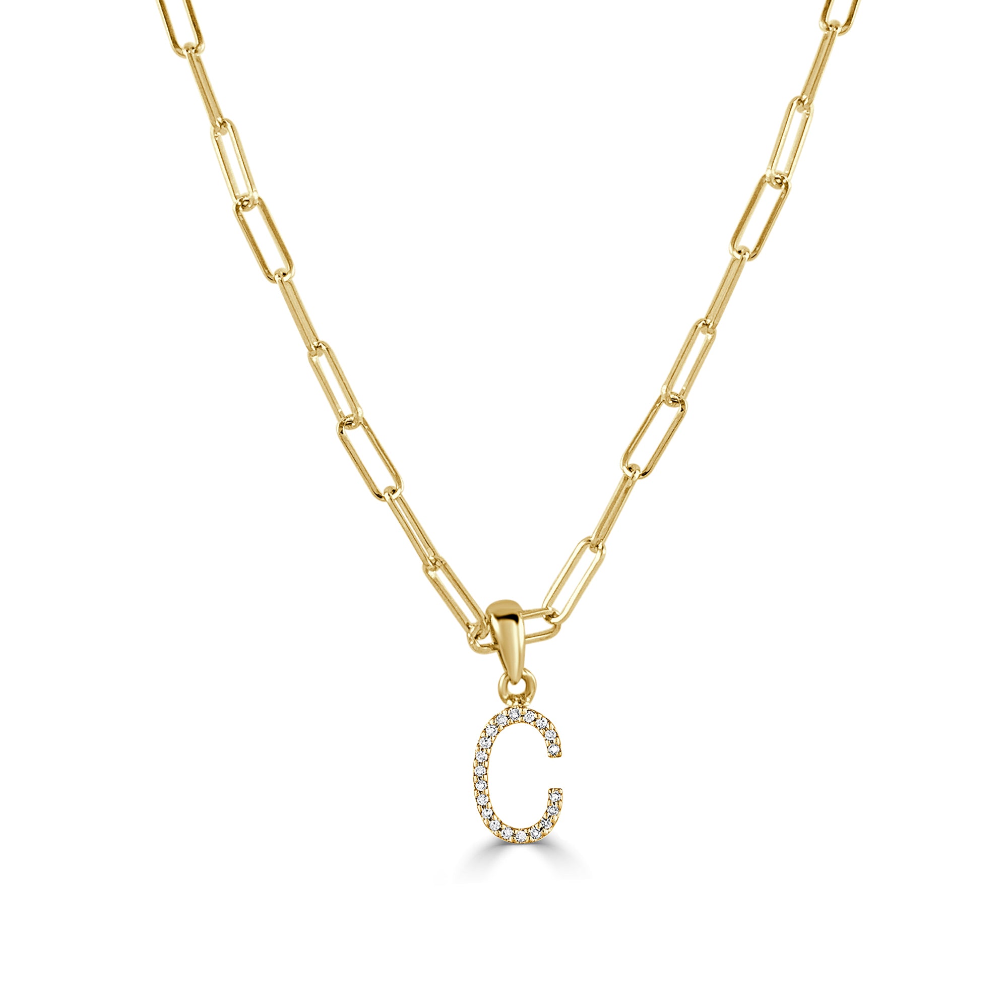 14K Diamond Lock Necklace / 14k Paperclip Chain Necklace / 