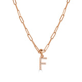 14k Rose Gold & Diamond Paperclip Initial Necklace