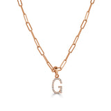 14k Rose Gold & Diamond Paperclip Initial Necklace