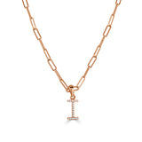 14k Rose Gold & Diamond Paperclip Initial Necklace