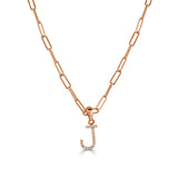 14k Rose Gold & Diamond Paperclip Initial Necklace