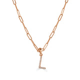 14k Rose Gold & Diamond Paperclip Initial Necklace