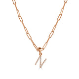 14k Rose Gold & Diamond Paperclip Initial Necklace