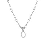 14k White Gold & Diamond Paperclip Initial Necklace