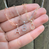 14k Rose Gold & Diamond Paperclip Initial Necklace