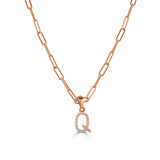 14k Rose Gold & Diamond Paperclip Initial Necklace