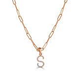 14k Rose Gold & Diamond Paperclip Initial Necklace