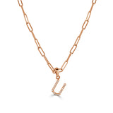 14k Rose Gold & Diamond Paperclip Initial Necklace