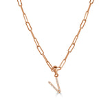 14k Rose Gold & Diamond Paperclip Initial Necklace