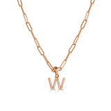 14k Rose Gold & Diamond Paperclip Initial Necklace