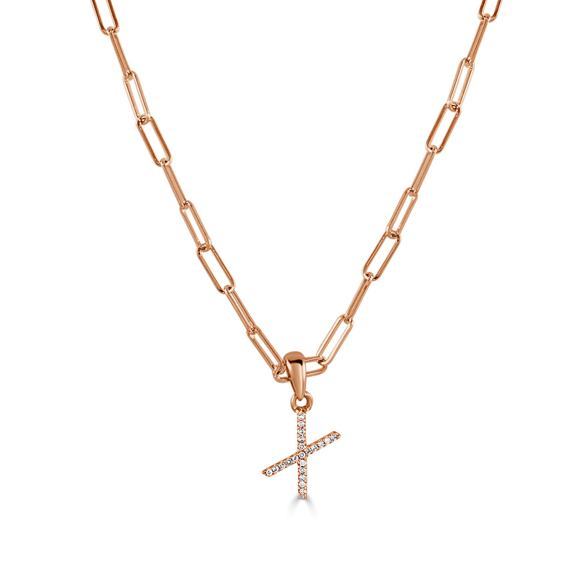 14K Rose Gold Diamond Pad Lock Pendant with 18K Chain by Daniel Creations Jewelry
