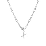 14k White Gold & Diamond Paperclip Initial Necklace