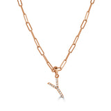 14k Rose Gold & Diamond Paperclip Initial Necklace