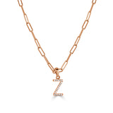 14k Rose Gold & Diamond Paperclip Initial Necklace