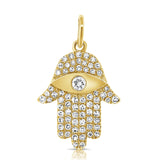 14k Gold & Diamond Hamsa Charm-D0.26