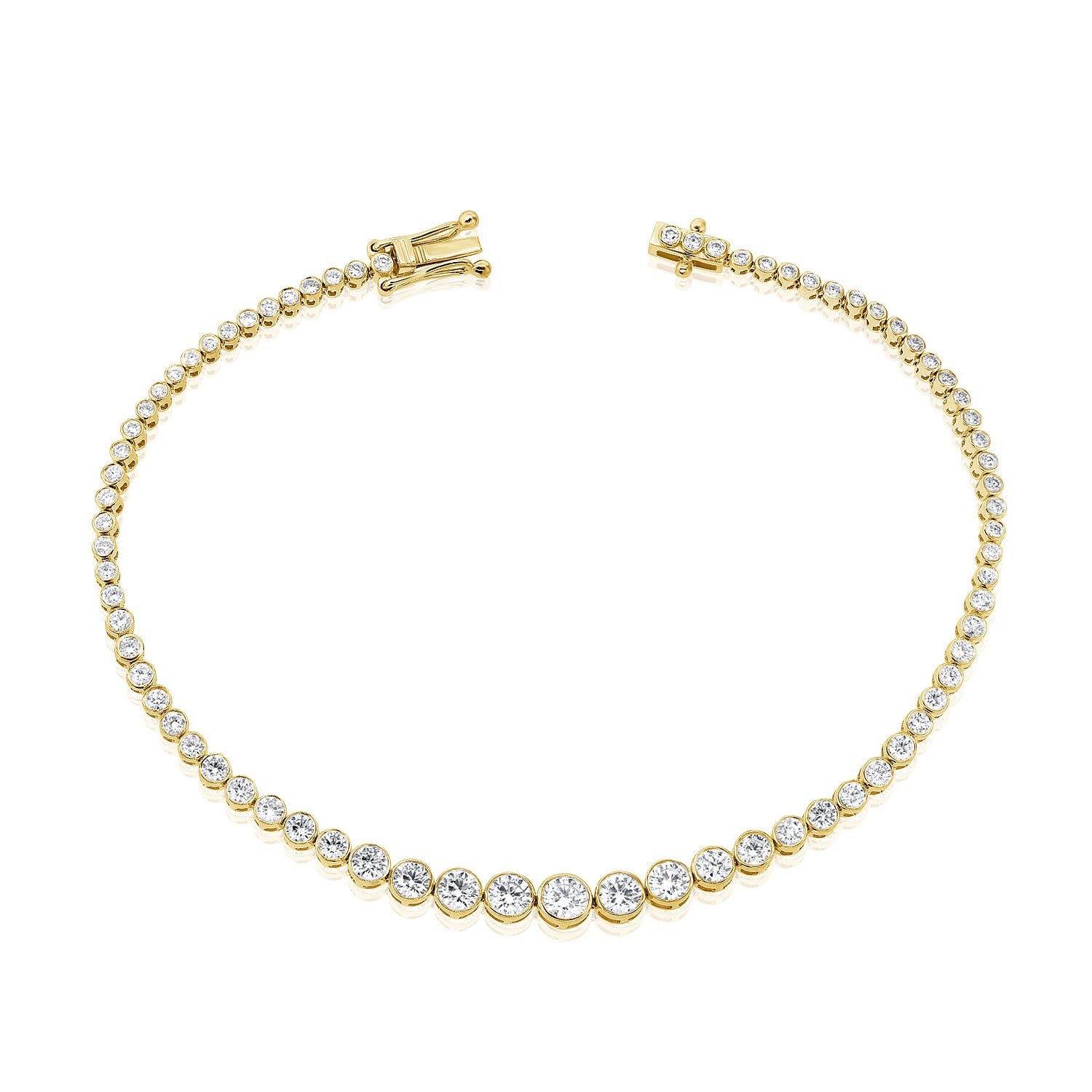 14k Gold Diamond Bezel-Set Tennis Bracelet - 2.23ct