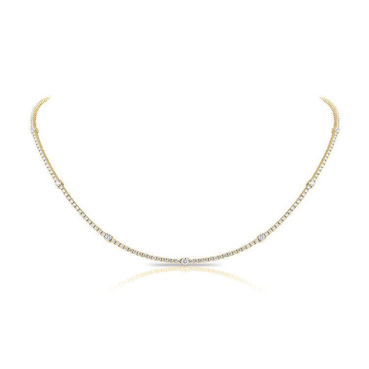 14k Gold & Diamond Choker Tennis Necklace - 3.61ct