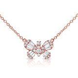 14k Gold & Baguette Diamond Butterfly Necklace - 0.28ct