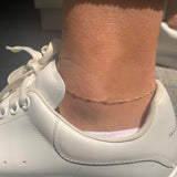 14k Gold Tube Station Anklet