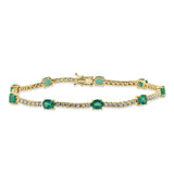 14K Gold Diamond & Emerald Station Tennis Bracelet