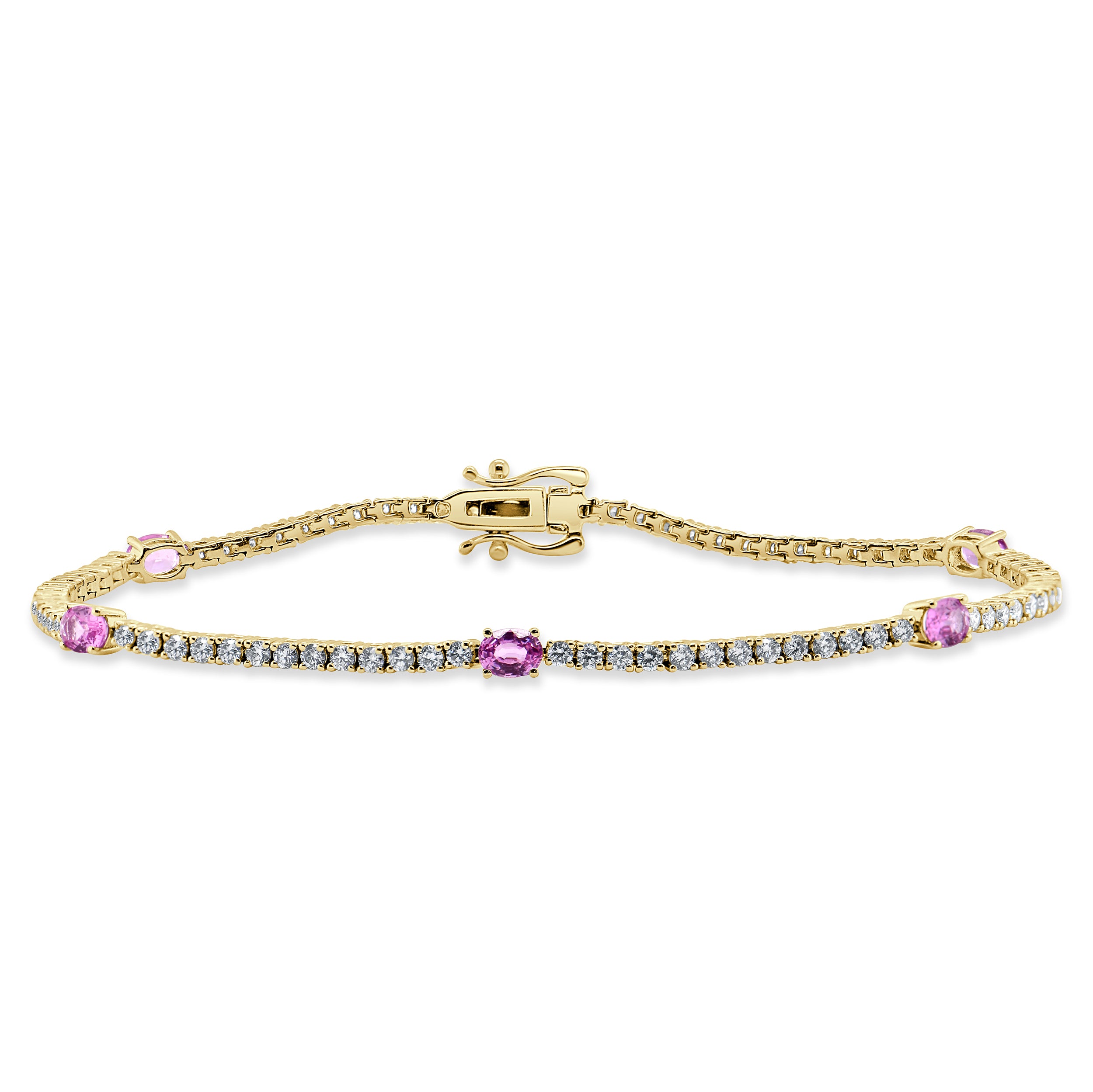 14k Gold Diamond & Pink Sapphire Bracelet