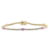 14k Gold Diamond & Pink Sapphire Bracelet