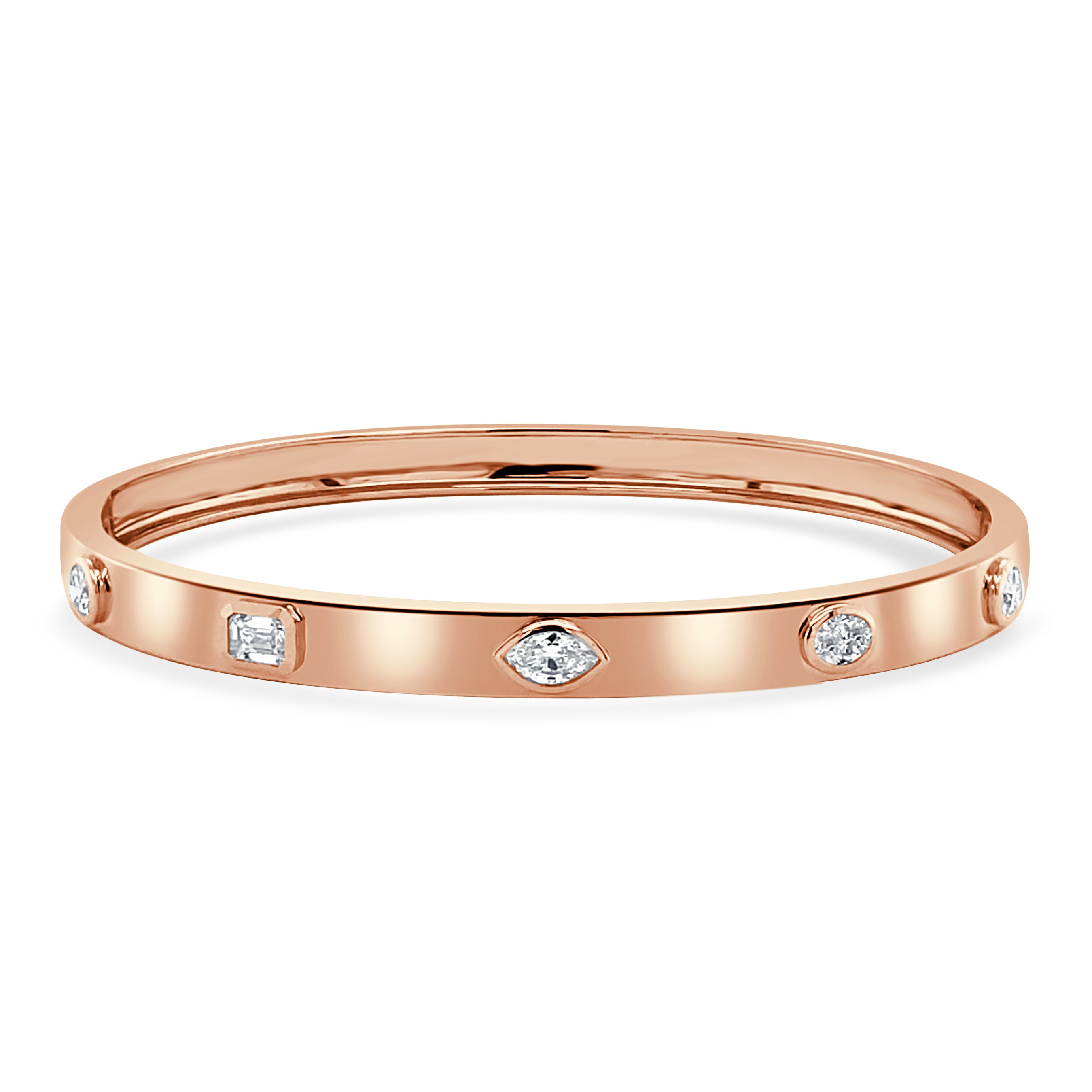 14k Gold & Fancy-Shape Diamond Bangle - 1.90ct