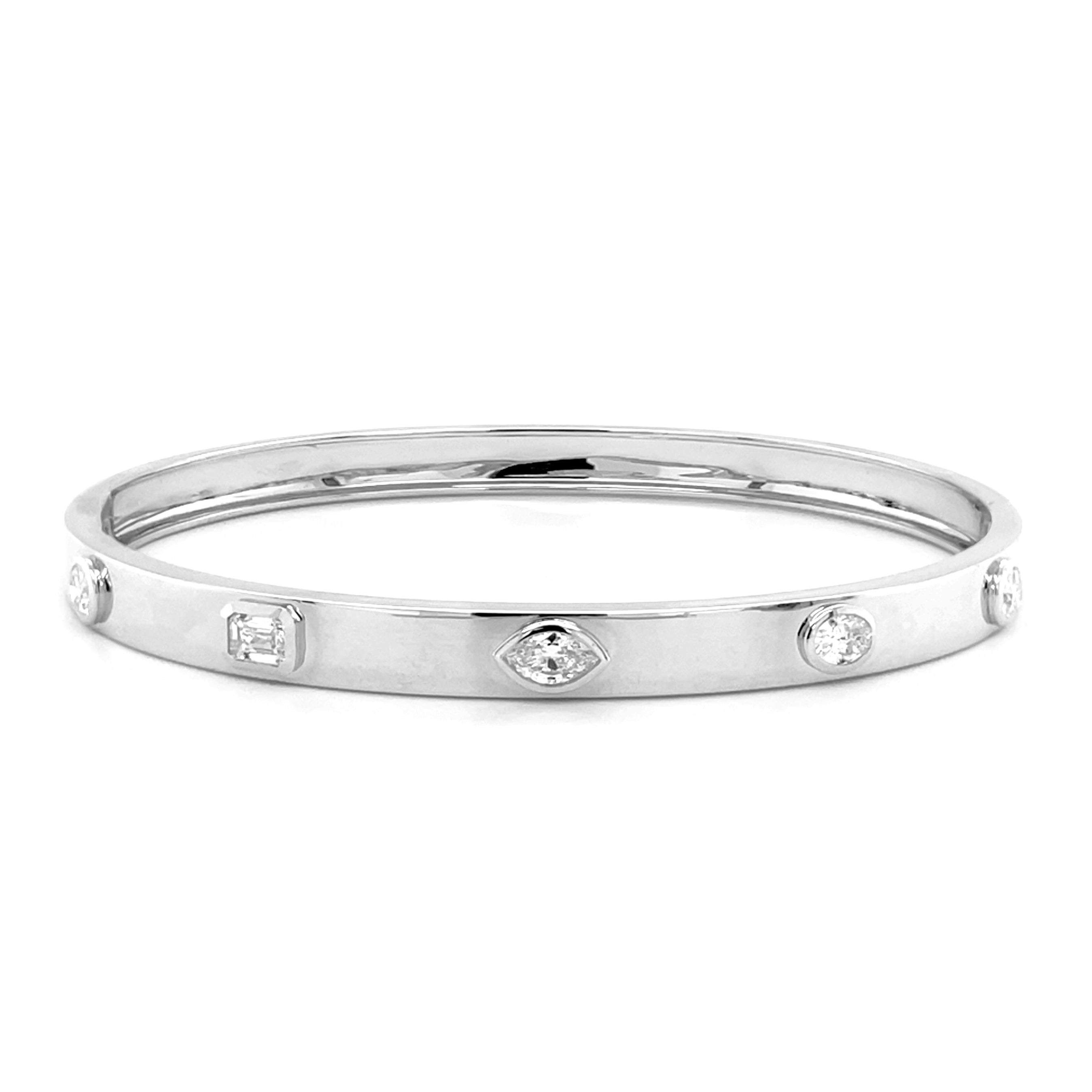 14k Gold & Fancy-Shape Diamond Bangle - 1.90ct