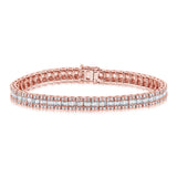 14k Gold & Baguette Diamond Tennis Bracelet - 4.04ct