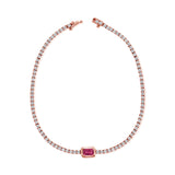 14K Gold Pink Sapphire & Diamond Tennis Bracelet